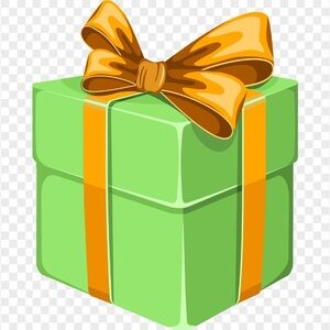 Green Gift Box with Orange Ribbon